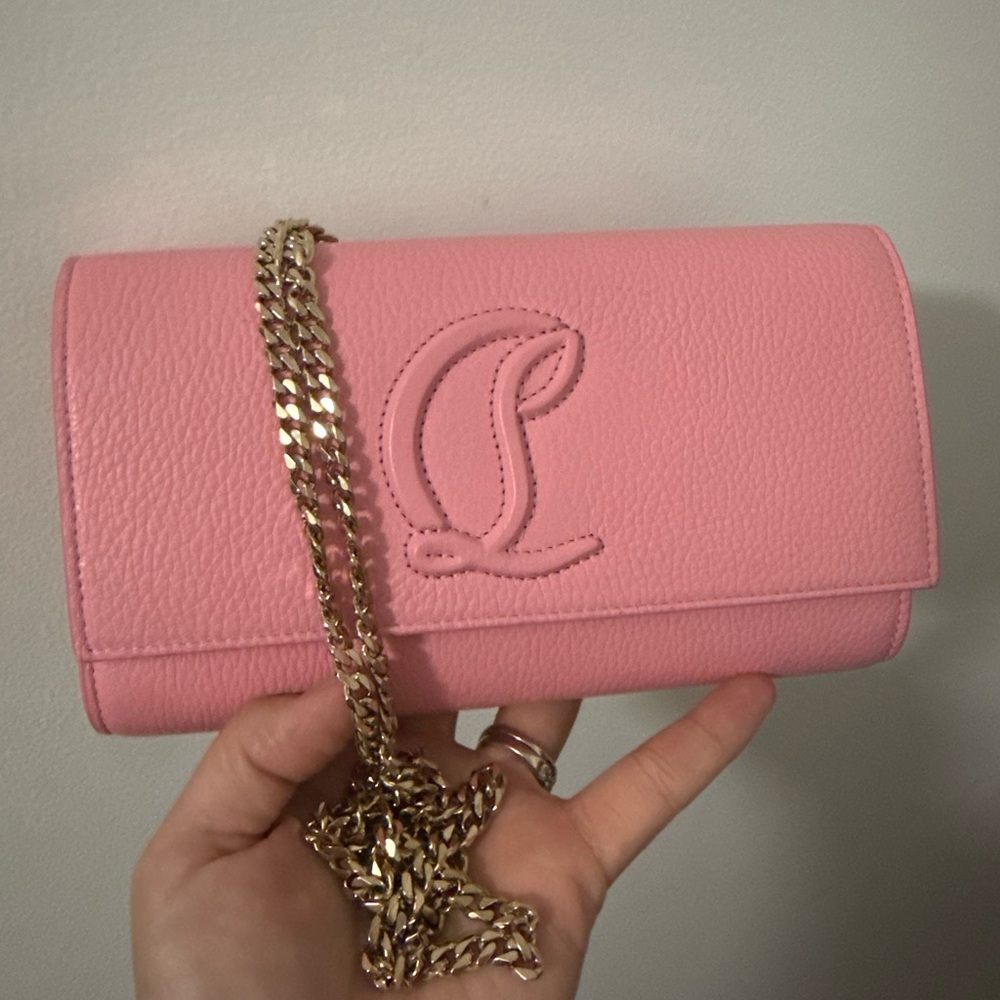 ‼️ SOLD ‼️ CHRISTIAN LOUBOUTIN WOC Pink Leather Chain Clutch